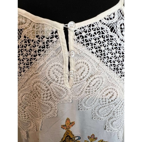 Indigo Rose Pretty Paisley Golden Cream Halter Crochet Lace Slip Dress S - Picture 7 of 12